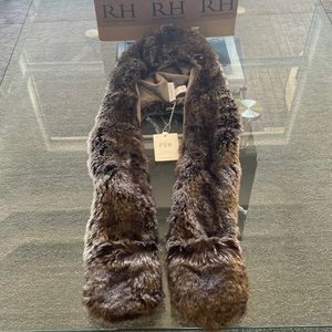 Restoration hardware brand new unused baby fur hat w bear ears and pockets